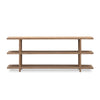 console table lime wash finish three shelf oak solids veneer