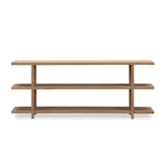 console table lime wash finish three shelf oak solids veneer