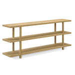 console table lime wash finish three shelf oak solids veneer