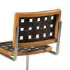 counter stool metal leather woven straps oak solids