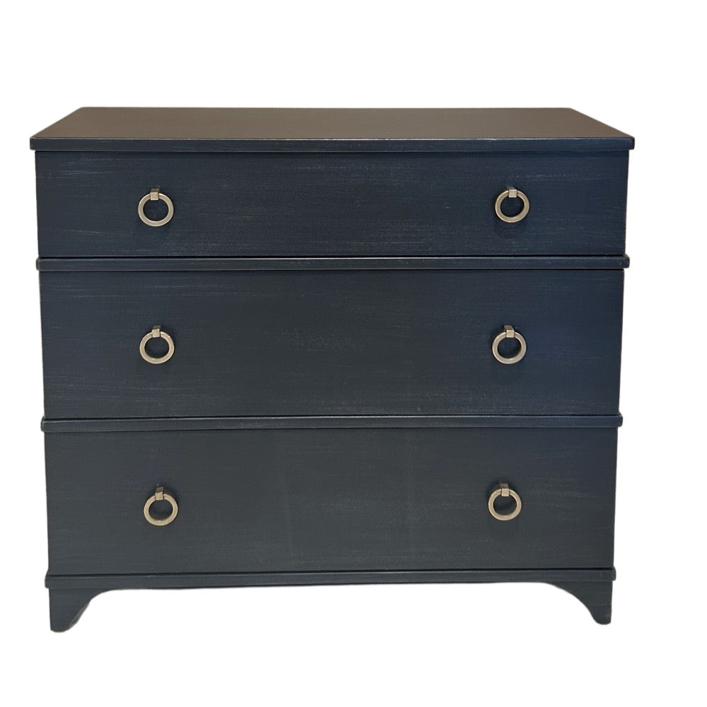 painted three drawer chest brass hardware 