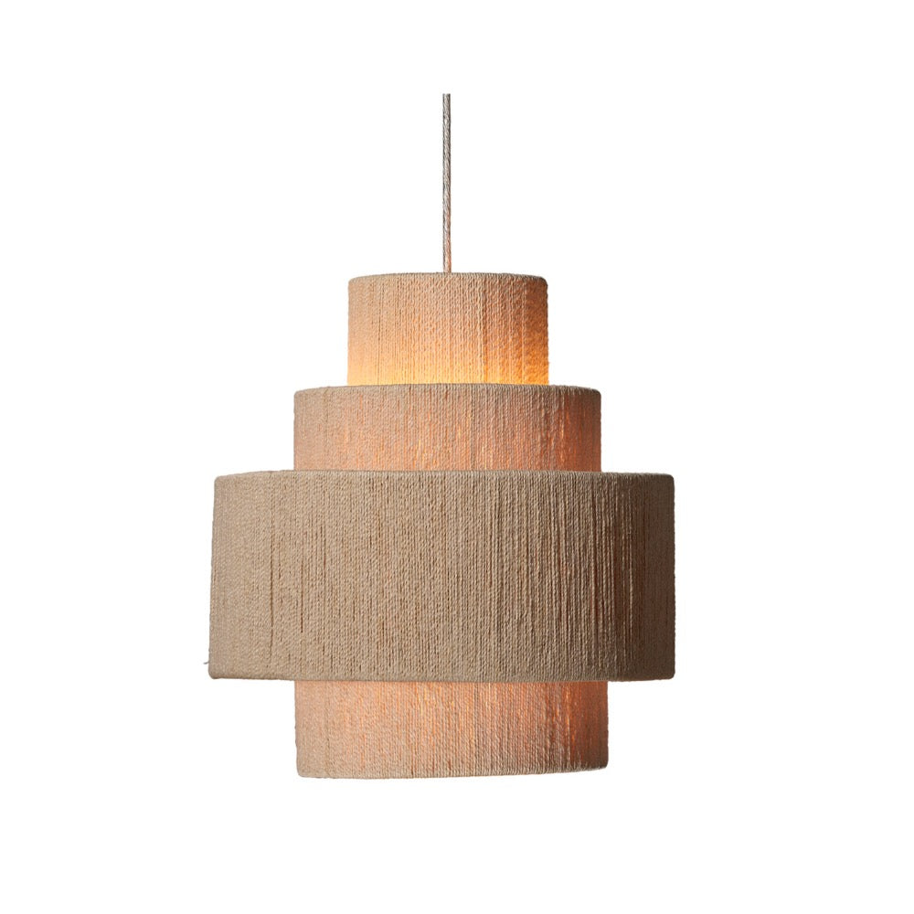 cotton rope tiered pendant organic natural off white iron