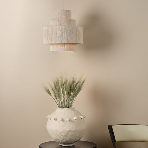 cotton rope tiered pendant organic natural off white iron