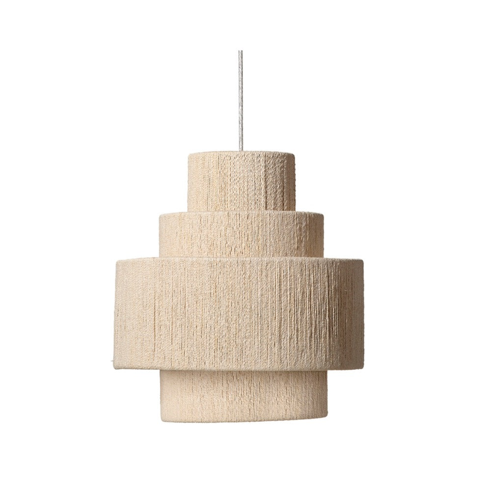 cotton rope tiered pendant organic natural off white iron