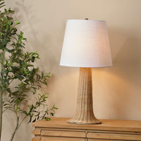 tree trunk base rattan white shade organic table lamp