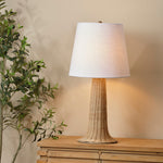 tree trunk base rattan white shade organic table lamp