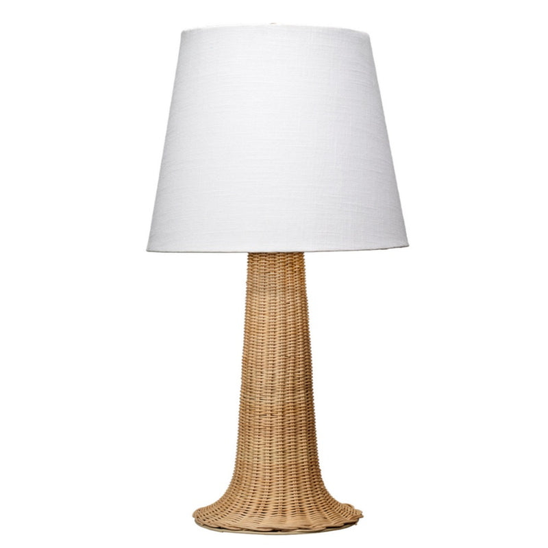 tree trunk base rattan white shade organic table lamp