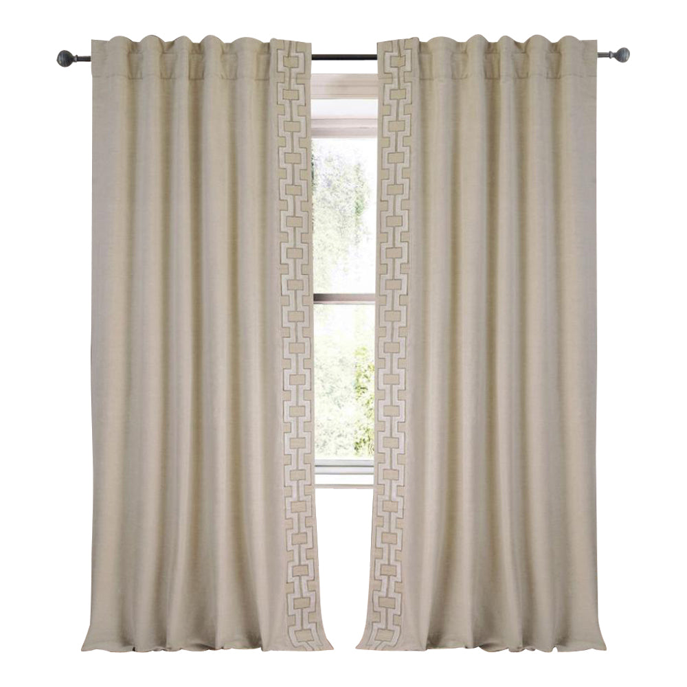 natural linen blend curtain panels natural ivory trim