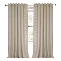 natural linen blend curtain panels natural ivory trim