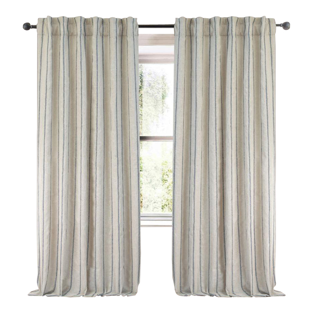 natural linen stripe curtain panel