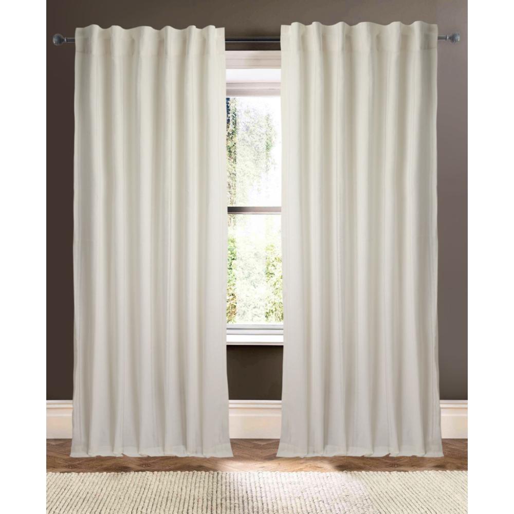 ivory linen curtain panels with vertical white stripes