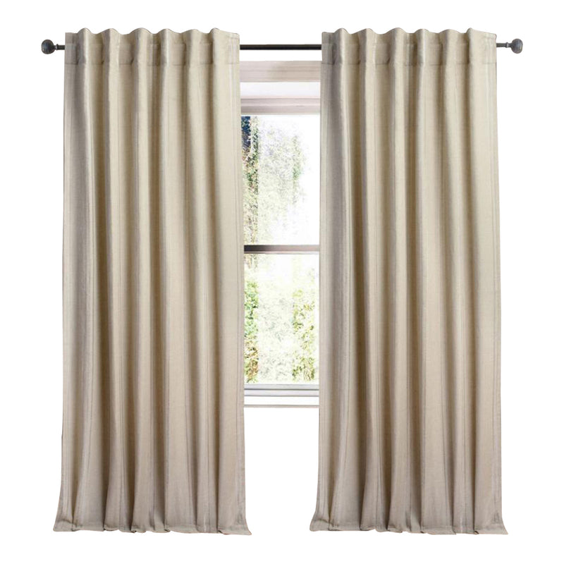natural linen curtain panels with vertical white stripes