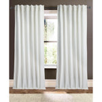 white linen curtain panels with white vertical stripes