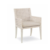 The Litchfield - Peninsula Armchair by Century Furniture features a cane back, upholstered seat, and open lattice sides.