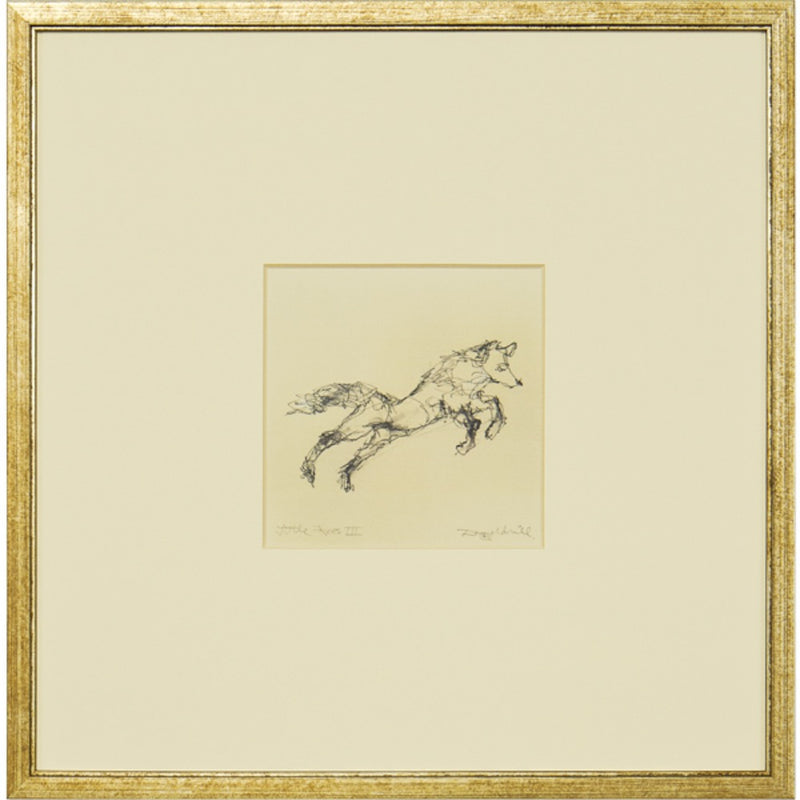 cream matte champagne frame fox jumping art print