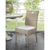 white washed rattan wicker dining chair off-white seat cushion