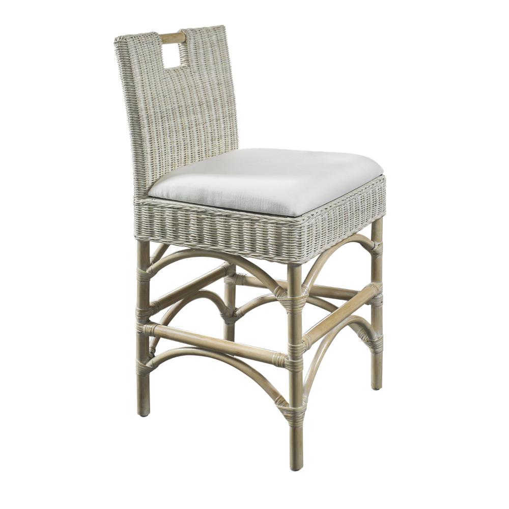 rattan white wash bar stool