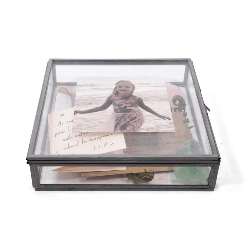 square glass zinc memory box