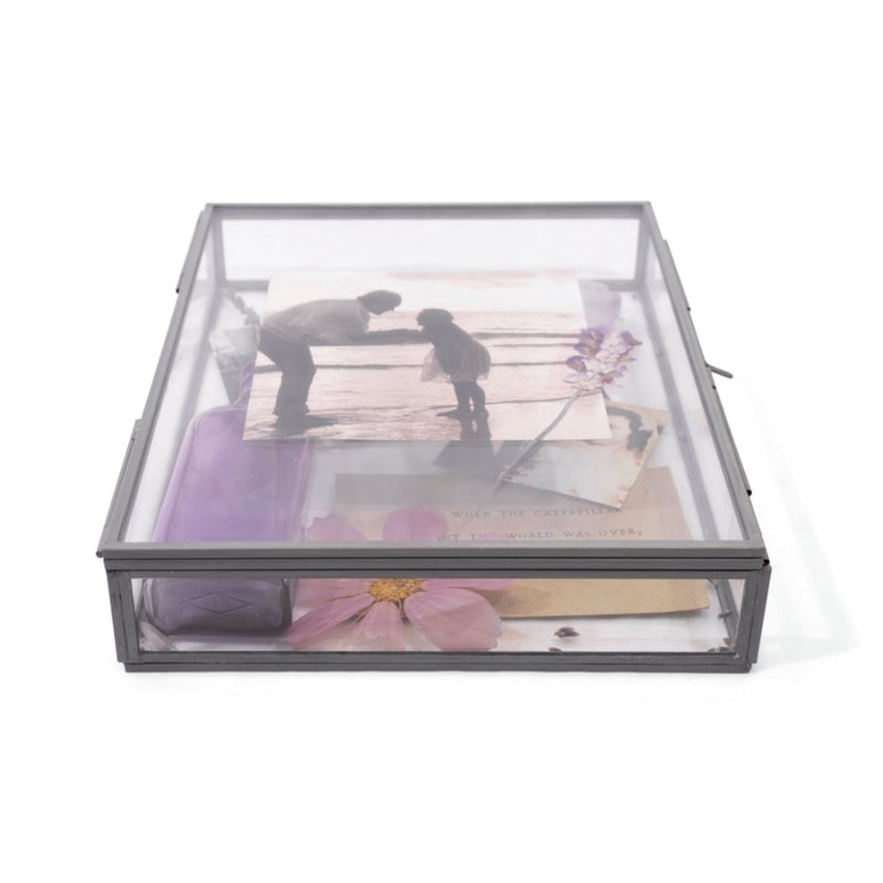 rectangle glass zinc memory box