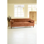 chenille boucle sofa rust wood feet