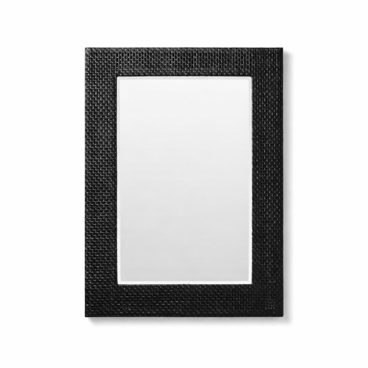 Black woven picture frame on a white background
