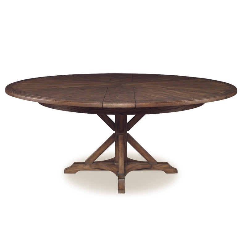 expandable table round rustic oak finish 