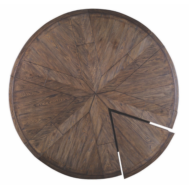 expandable table round rustic oak finish 