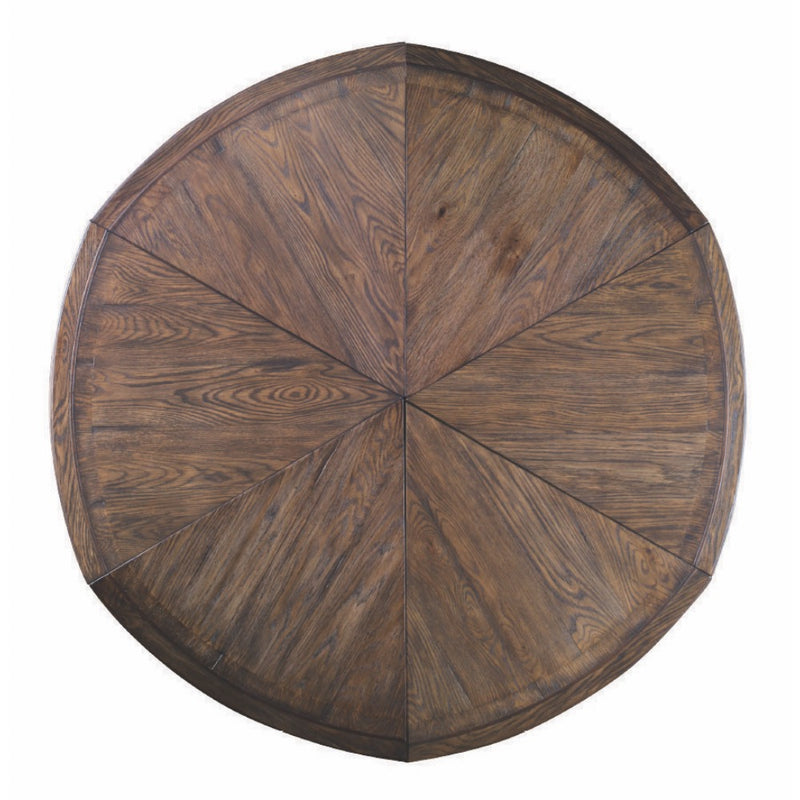 expandable table round rustic oak finish 