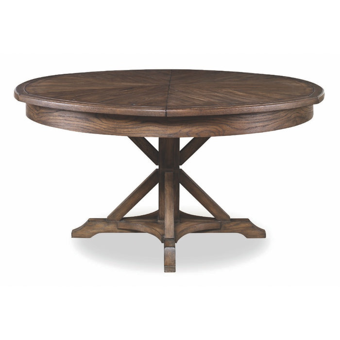 expandable table round rustic oak finish 
