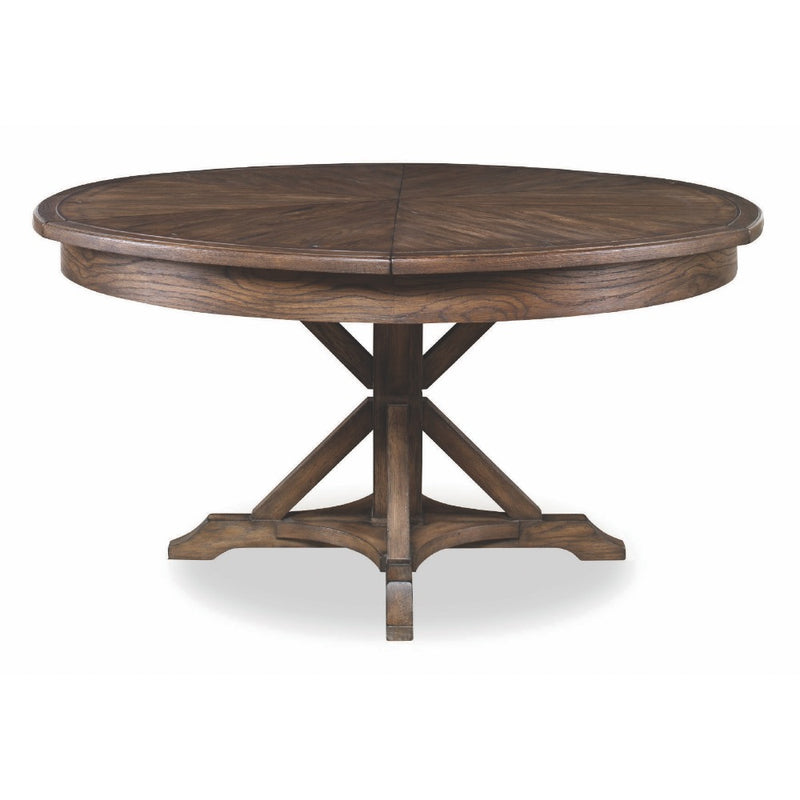 expandable table round rustic oak finish 