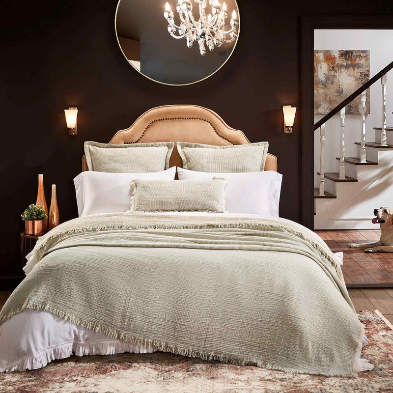 Mint green online bed throw