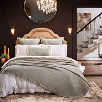 navy coverlet throw stripe fringe Euro sham pillow