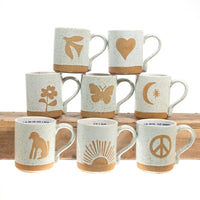 mug speckled assorted images tan white inspirational
