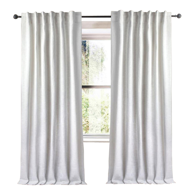 white  linen blend curtain panels