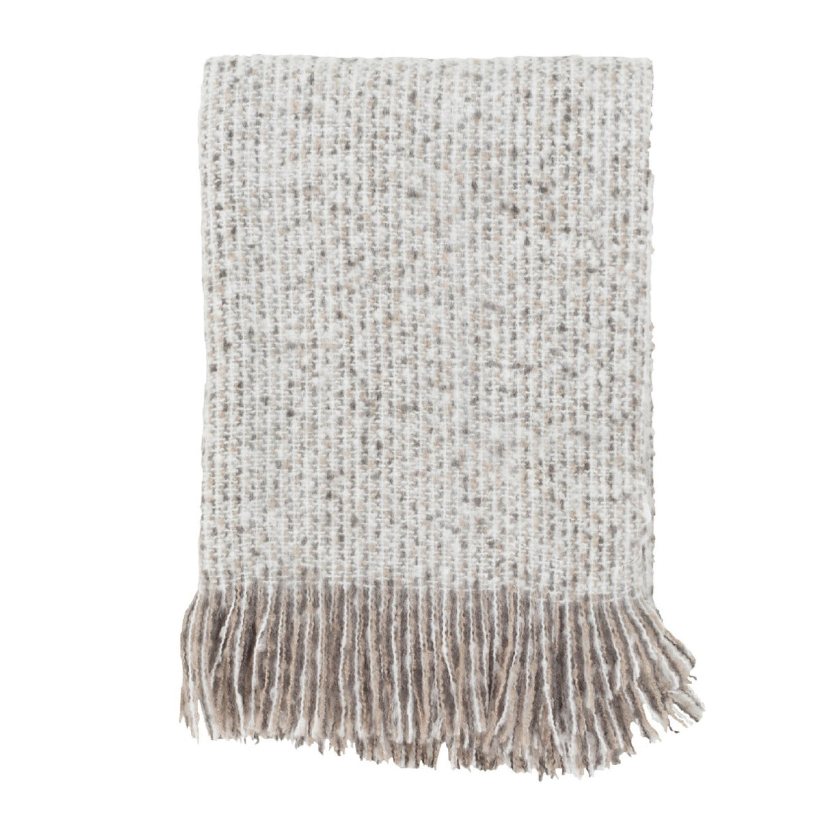 taupe white charcoal woven throw blanket tassels fringe