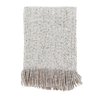 taupe white charcoal woven throw blanket tassels fringe