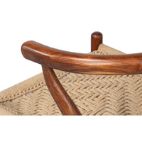 dining chair brown wood frame woven rope seat