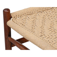 dining chair brown wood frame woven rope seat