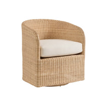 natural wicker barrel swivel chair white cushion
