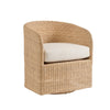 natural wicker barrel swivel chair white cushion