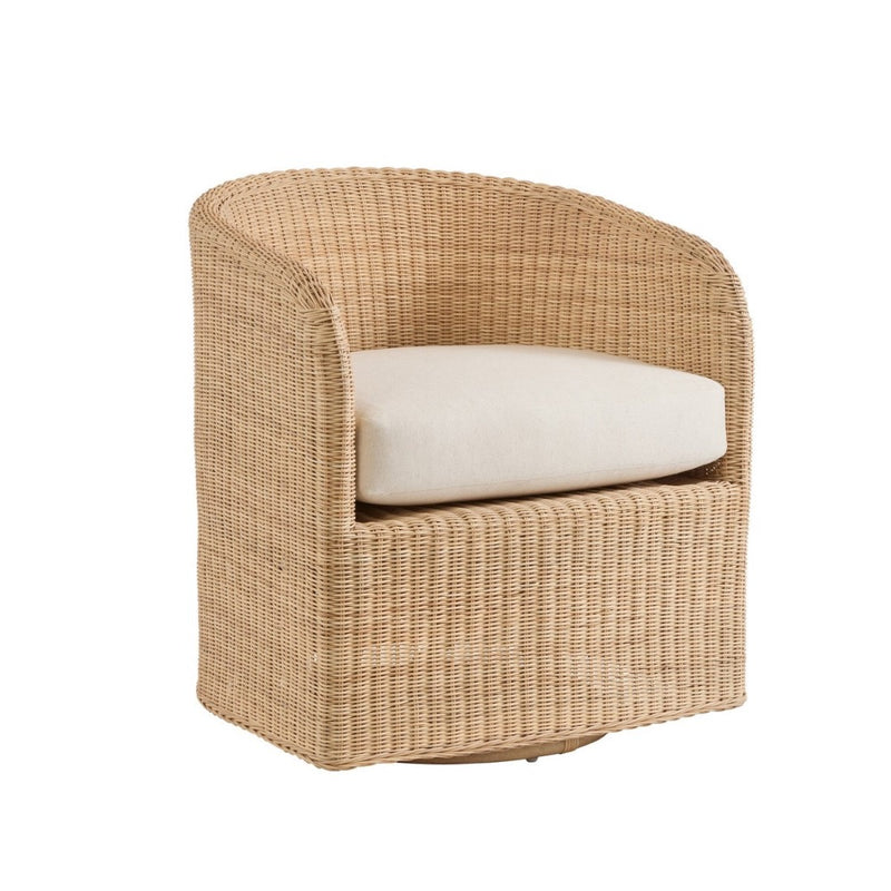 natural wicker barrel swivel chair white cushion