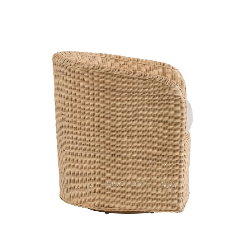 natural wicker barrel swivel chair white cushion
