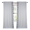 white linen blend drapery panels silver gold embroidered flora edge
