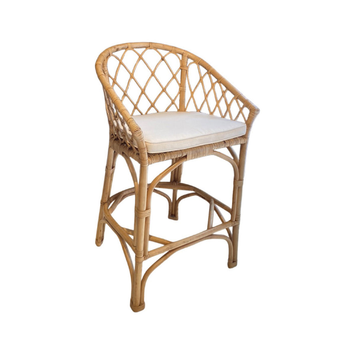 counter stool rattan natural white cushioned seat 