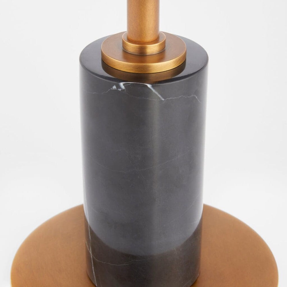 table lamp black marble base brass metal drum shade