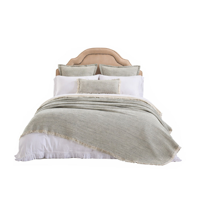 navy coverlet throw stripe fringe Euro sham pillow