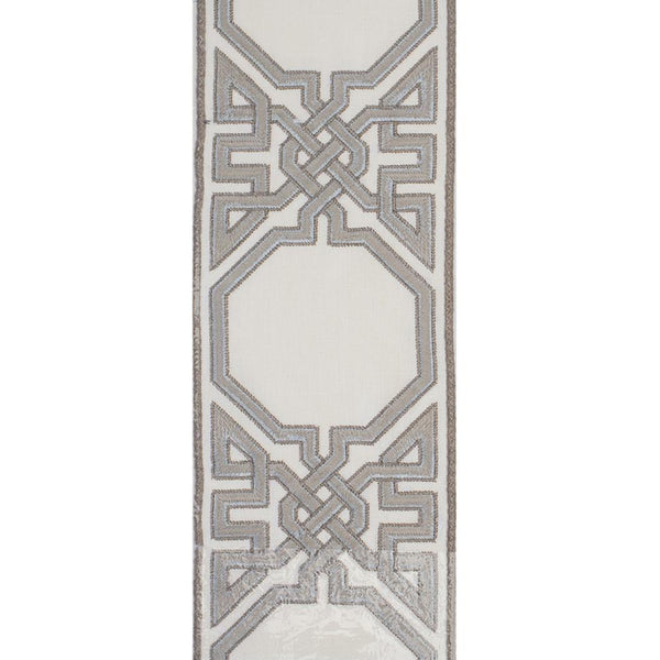 ivory linen blend drapery panels silver embroidered edge
