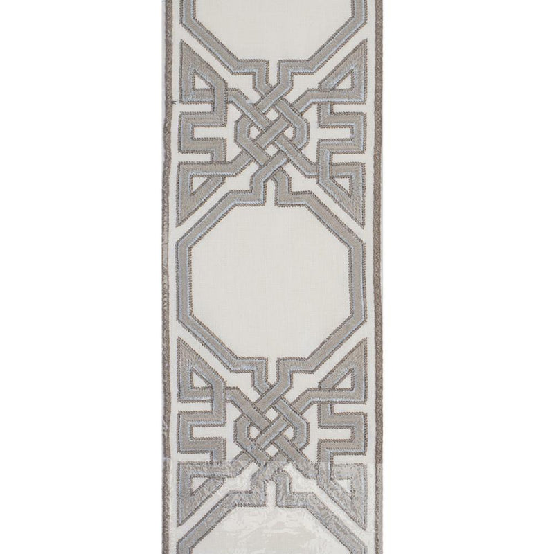 ivory linen blend drapery panels silver embroidered edge