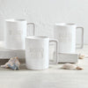 matte off white coffee mug set embossed words Beach Bunny