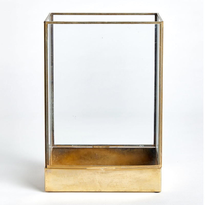 antique brass large hurricane glass 